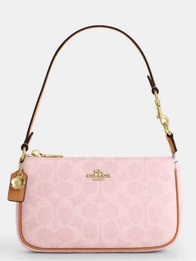 New Coach Nolita 19 Shoulder Bag with Charms Powder Pink Signature Canvas